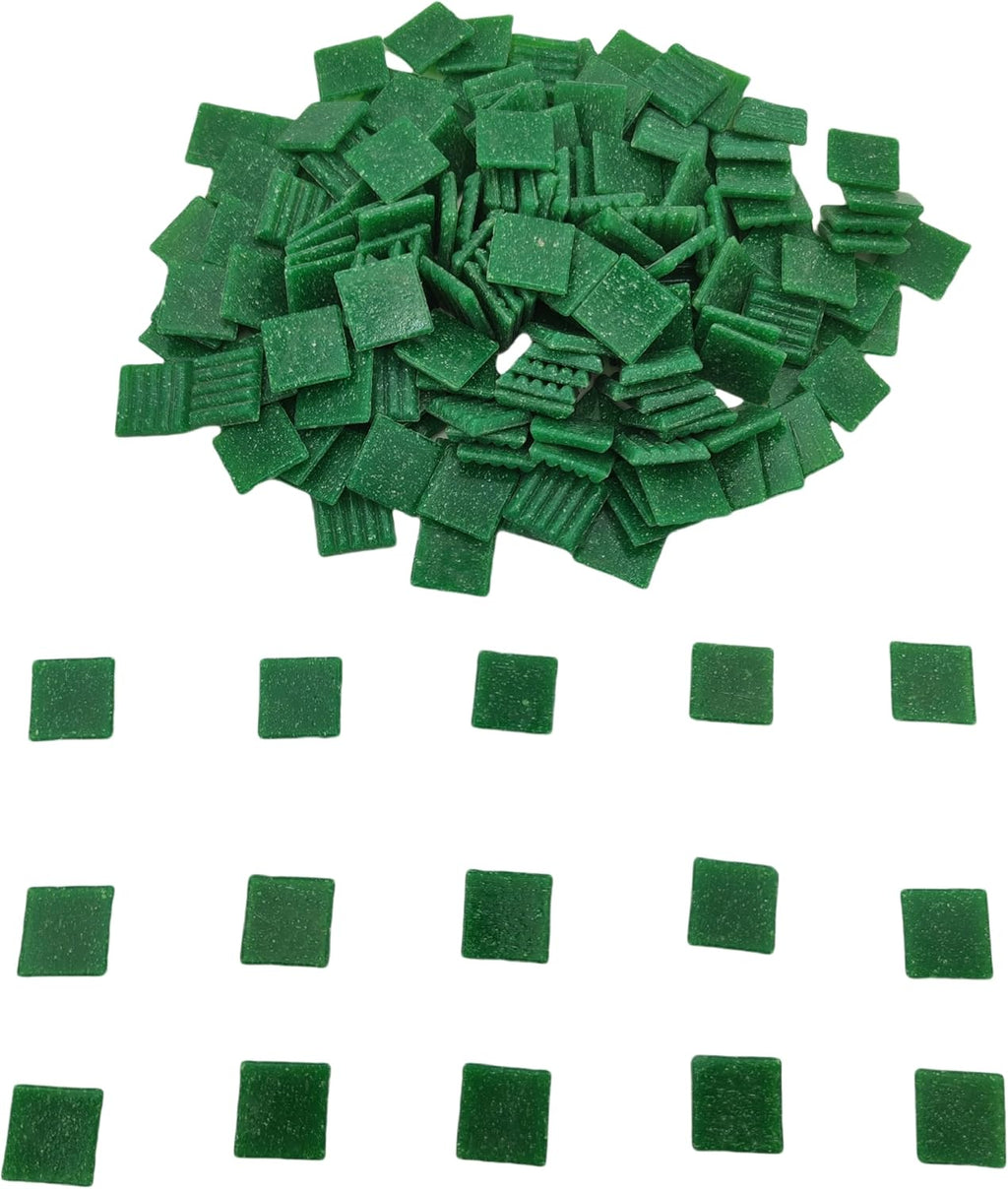 3/4 inch Quartz Glass Mosaic Tiles for Crafts, 1.1 LB, Square Mosaic Pieces for DIY Picture, Home Mosaic Decoration (Green)