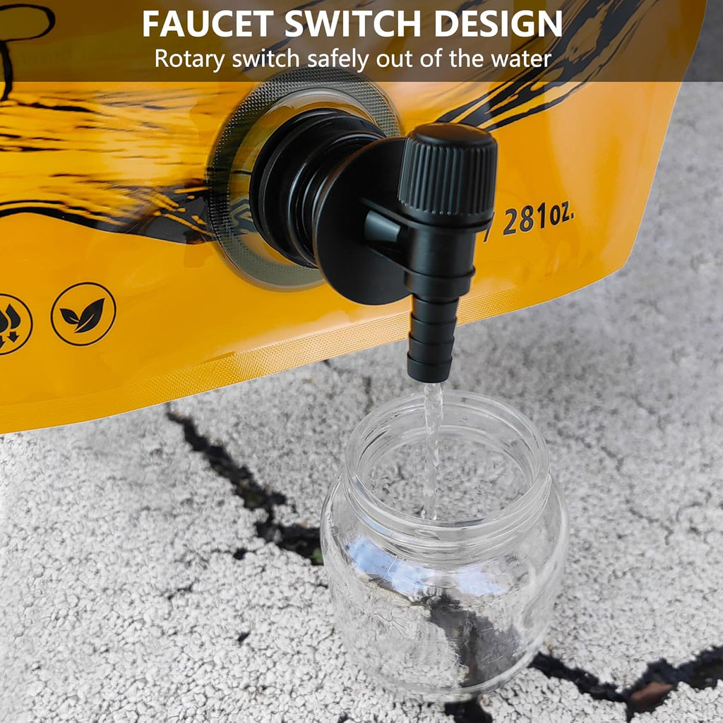 Collapsible 8L Water Storage Bag, BPA-Free Portable Folding Water Jug with Adjustable Faucet, Leakproof Emergency Water Bag for Camping, Hiking, Riding, Outdoor Sport (Orange, 4)