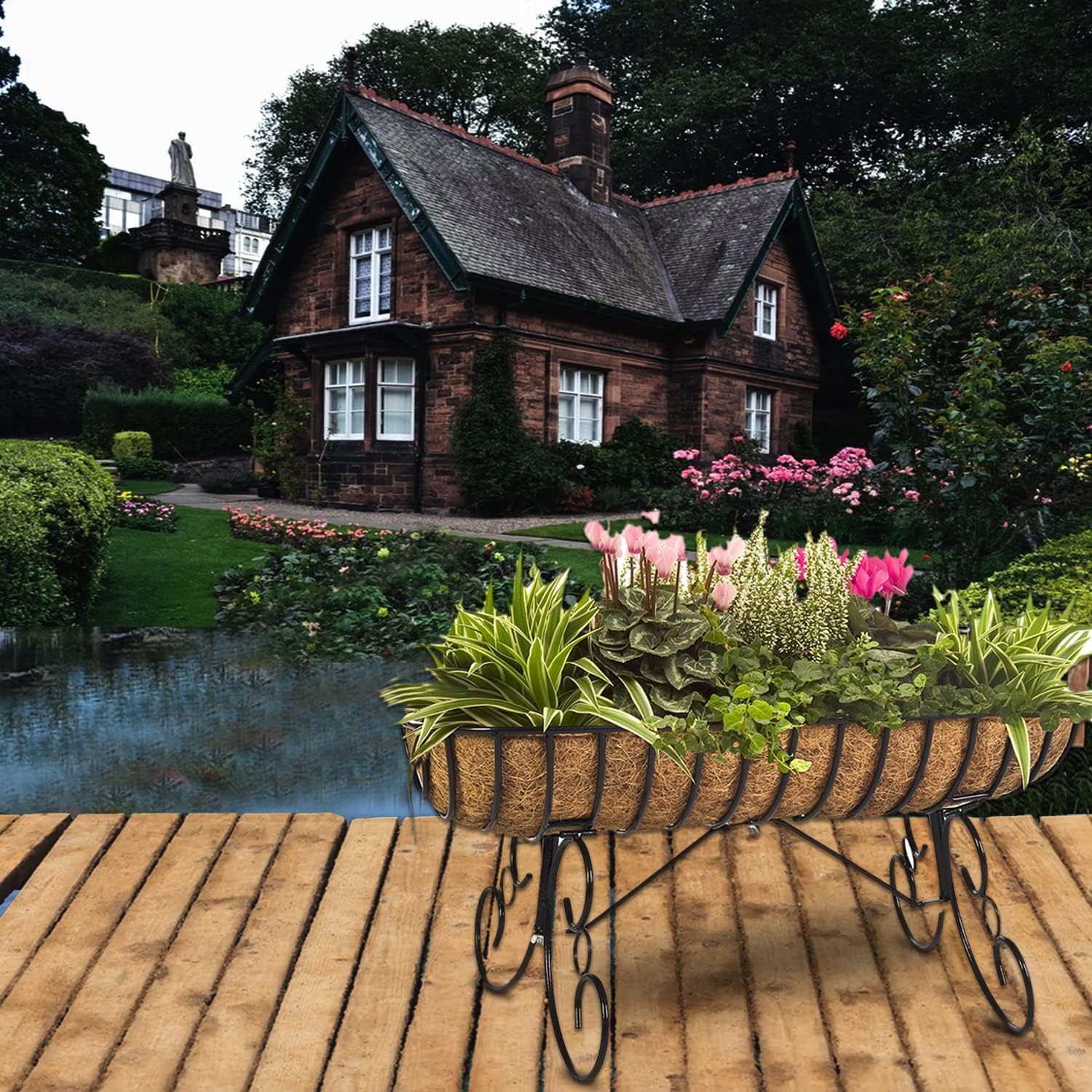 EROCK 2PCS Coco Liner Trough Coco Liner for Planters, 24/30/36/48 inch Half Moon Shape Trough Coco Coir Coconut Fiber Replacement Liner for Window Box, Wall Trough Planter (30inch-2pcs)