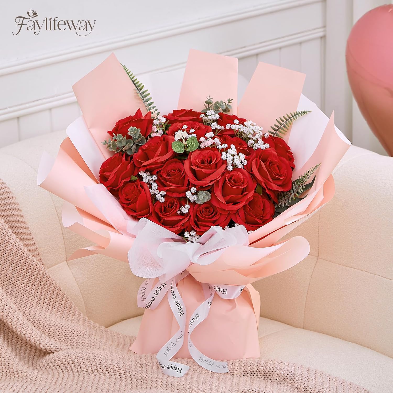 20PCS Artificial Red Roses, 3.9'' Silk Flower Head Fake Red Rose with Long Stems, Realistic Faux Roses Bouquet for DIY Wedding Home Party Office Decoration