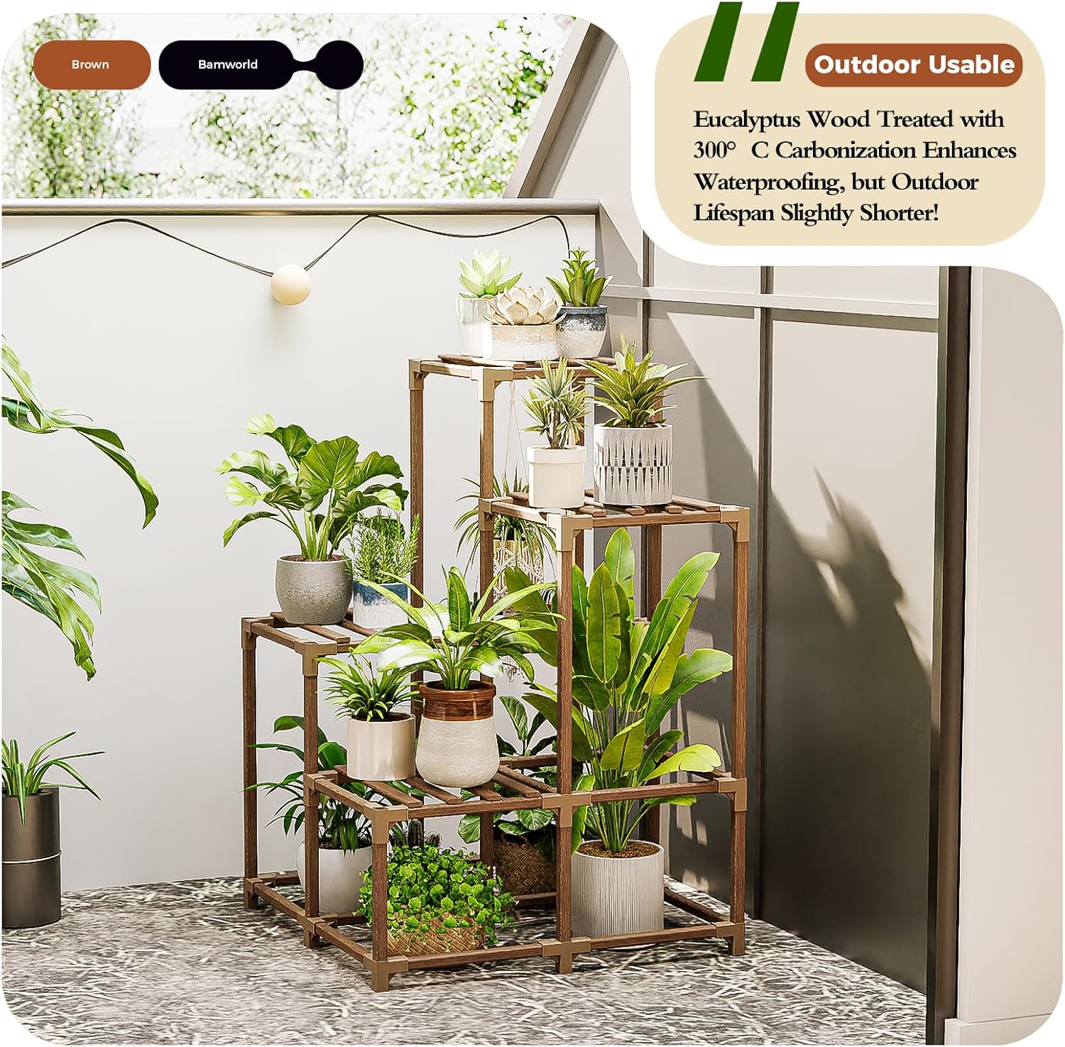 Bamworld plant stand indoor, brown