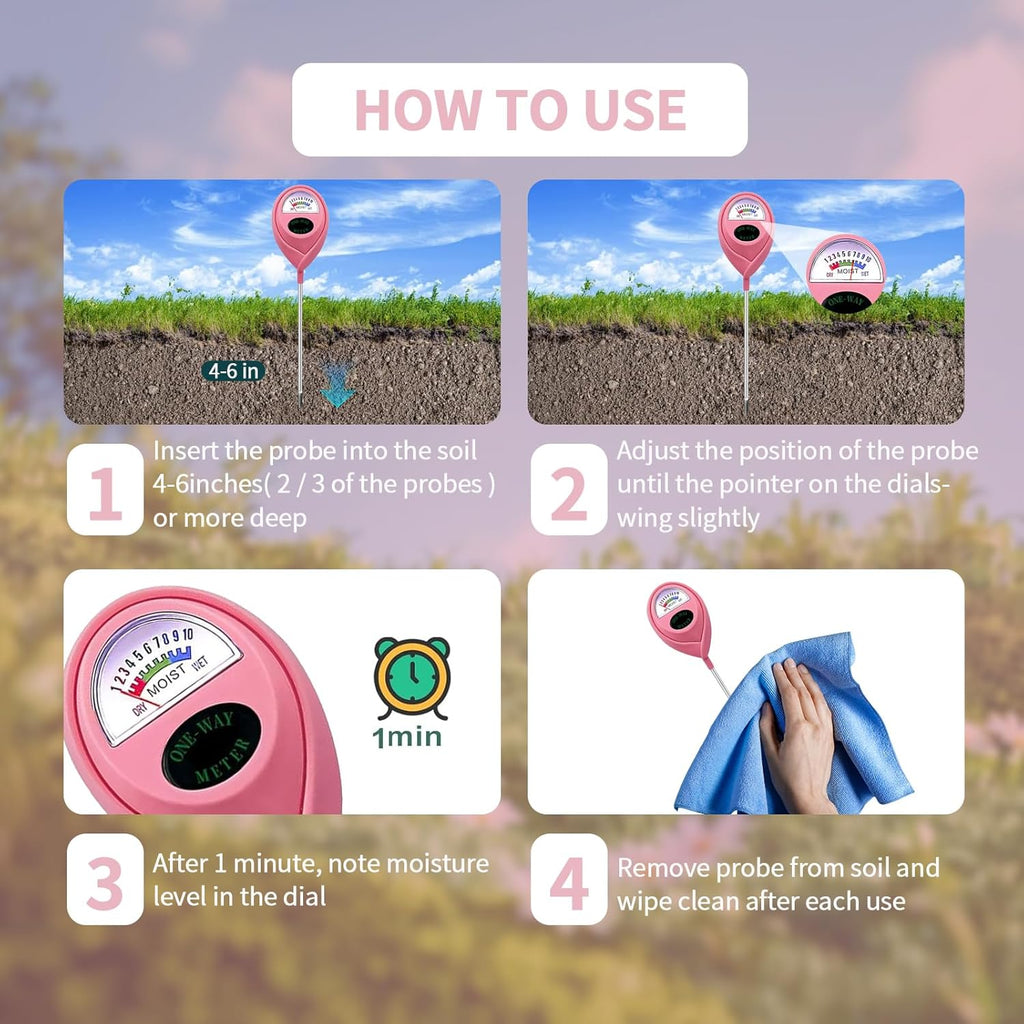 Soil Moisture Meter, Garden Plant Water Meter, Plants Moisture Meter, Lawn Soil Tester, Soil Water Gauge for Potted Plants, Plant Moisture Monitor No Battery Required Free Plant Watering Guide (1)