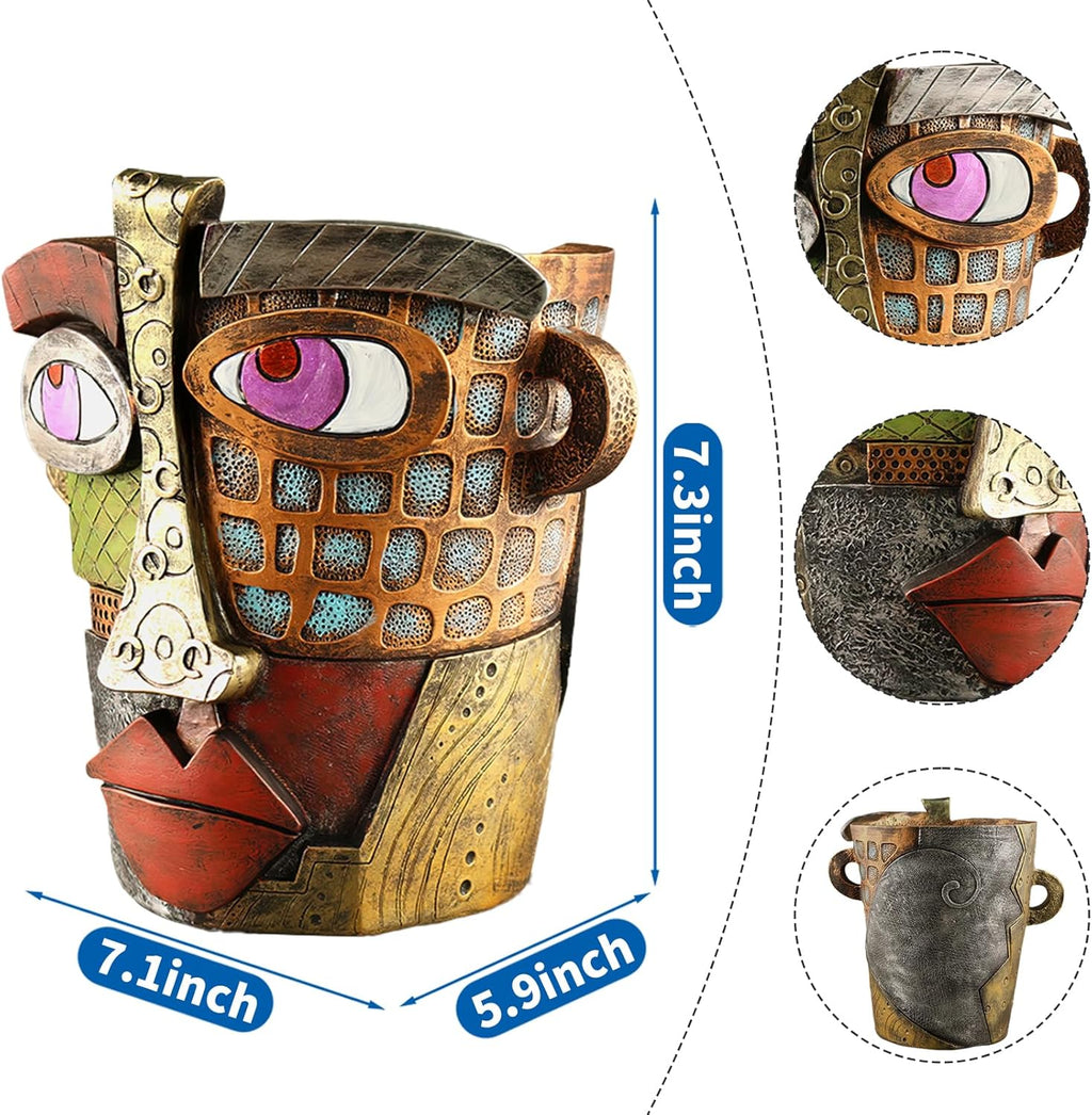 Abstract Face Planters Pots Head,Unique Head Planter for Indoor Plants,Funny Face Flower Pot,Colorful Plant Pots for Outdoor Garden Decor and Home Art Decoration(Classic)