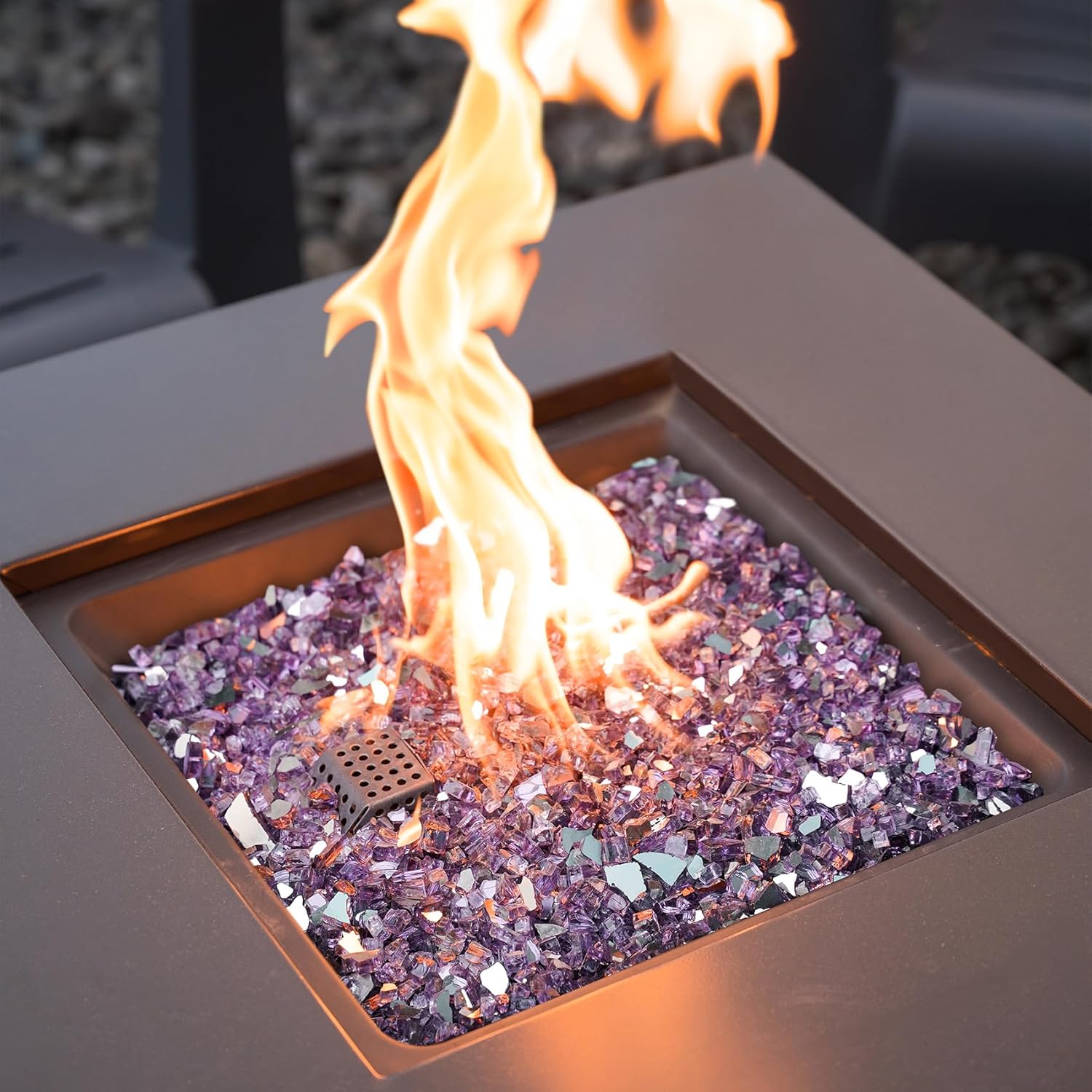 Mr. Fireglass 10 Pounds Fire Glass - 1/4 Inch High Luster Reflective Tempered Glass Rocks for Fireplace Fire Pit Table and Landscaping, Purple