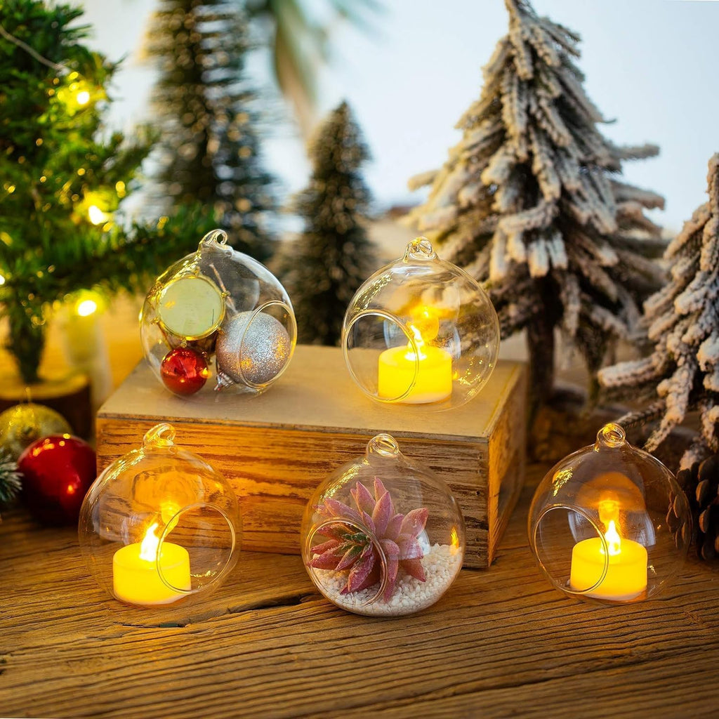 2.36"/ 6cm Hanging Tealight Candle Holder Glass Globes Air Plant Orb Glass Candlestick Lights Terrariums Candles Terrarium Vase Containers Home Decor Indoor Outdoor Garden DIY Gifts (30)