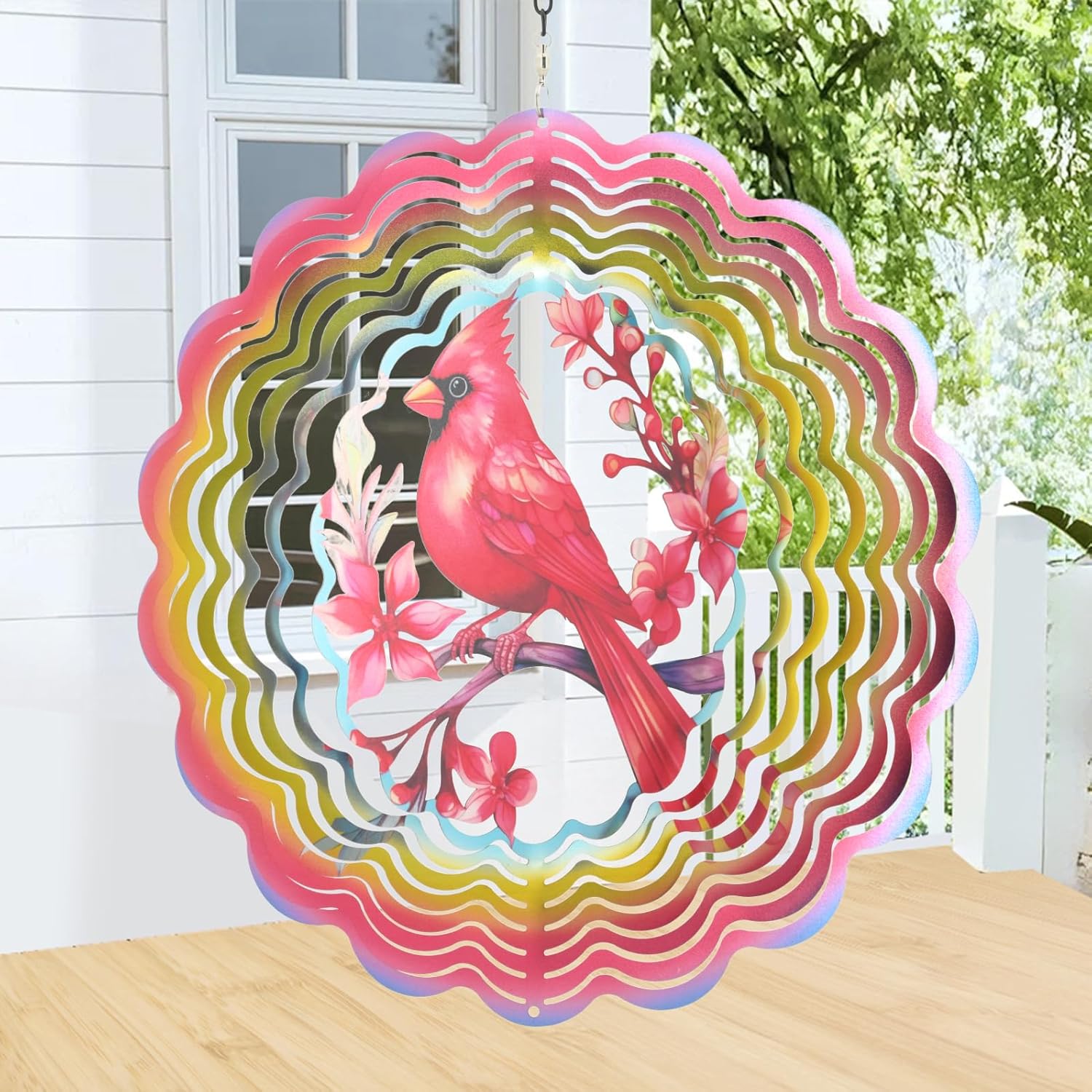 Wind Spinners Outdoor Cardinal Bird - Birthday Gifts for Women Mom Grandma, Hanging Wind Sculptures 12 inch 3D Wind Spinner for Garden Decor for Outside, Garden, Patio, Yard, Outdoor