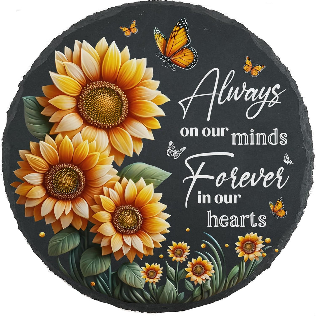 Memorial Stones Garden Decor Sunflower Sympathy for Loss of Loved One Decorations for Grave Memorial Plaque in Loving Memory Slate Stepping Stone TNA32
