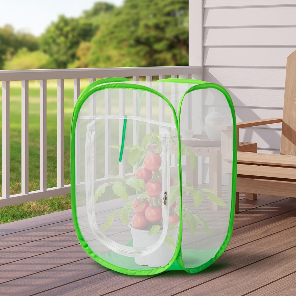 16" x 16" x 24" Pop Up Garden Mesh Plant Cover, Plant Protectors Mesh Plant Enclosure, Garden Net Cage Pest Protection Guard Tent with Storage Bag for Protect Plant Vegetable Fruit from Birds Insects