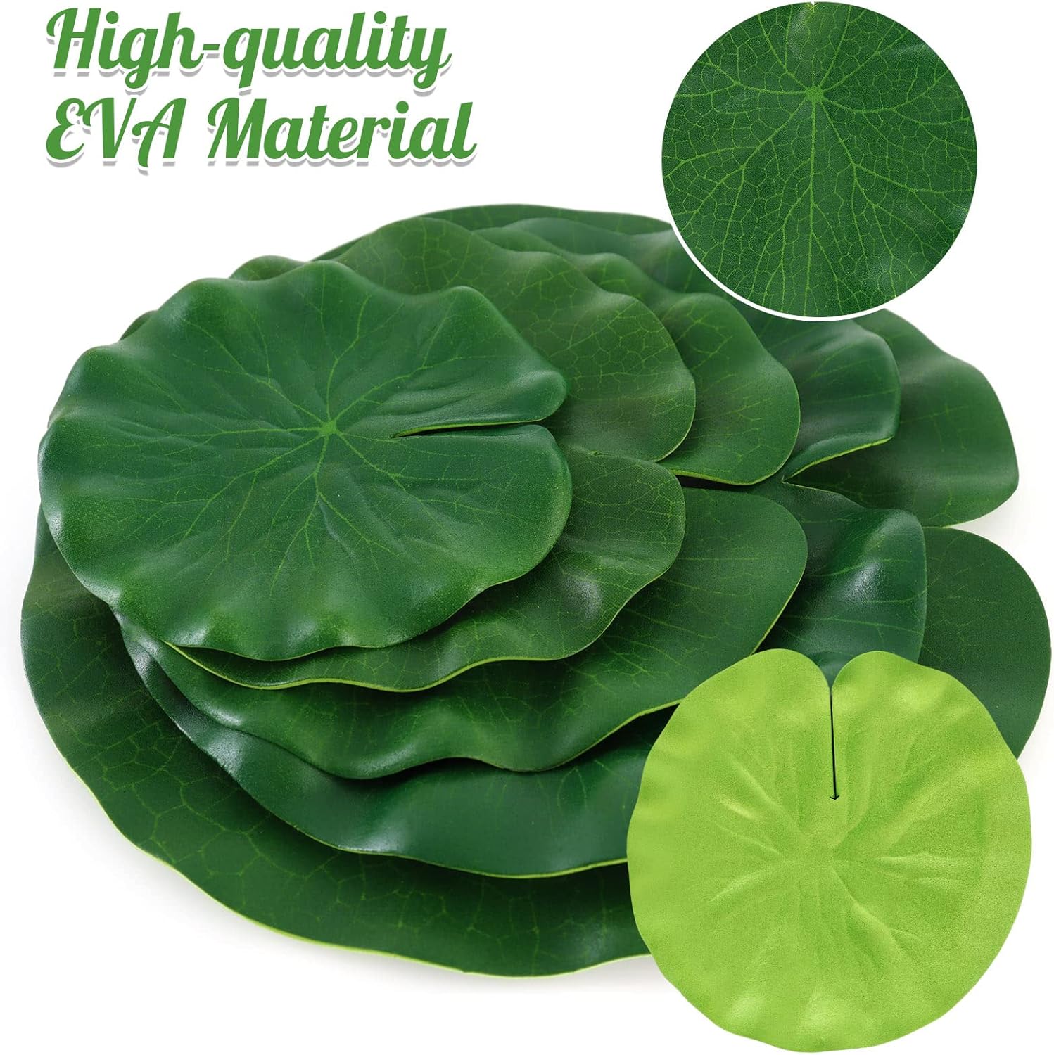10 Pcs Artificial Lily Pads for Pond Pool, 5 Sizes Realistic Floating Foam Lotus Leaves, Large Plastic Water Lily Pads Leaves for Pond Pool Fountain Garden Decoration