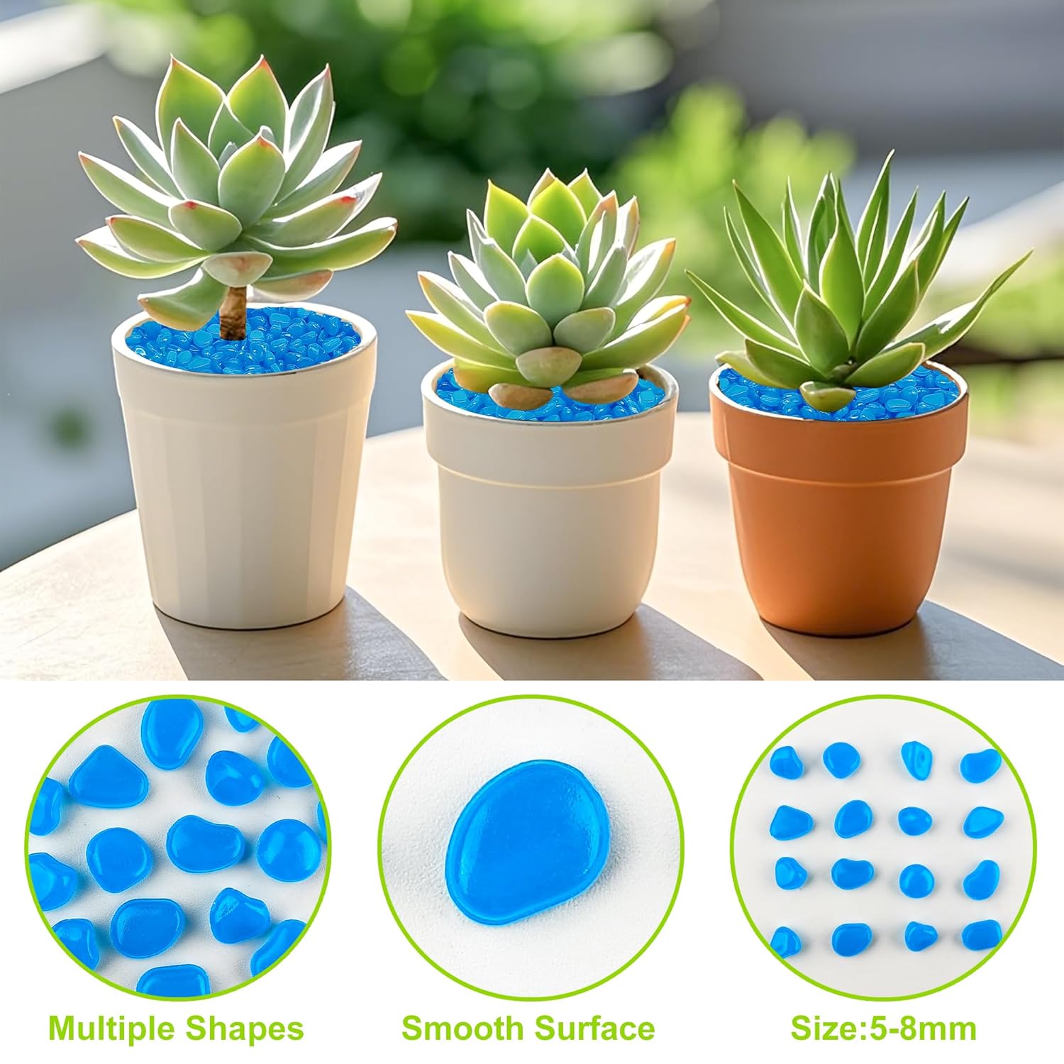 500pc Blue Glow Stones Glow in The Dark Pebbles Blue Fish Tank Rocks Luminous Stones for Walkway Pathway Backyard Glow in The Dark Rocks Outdoor Glowing Rocks for Garden Aquarium Lawn,Blue