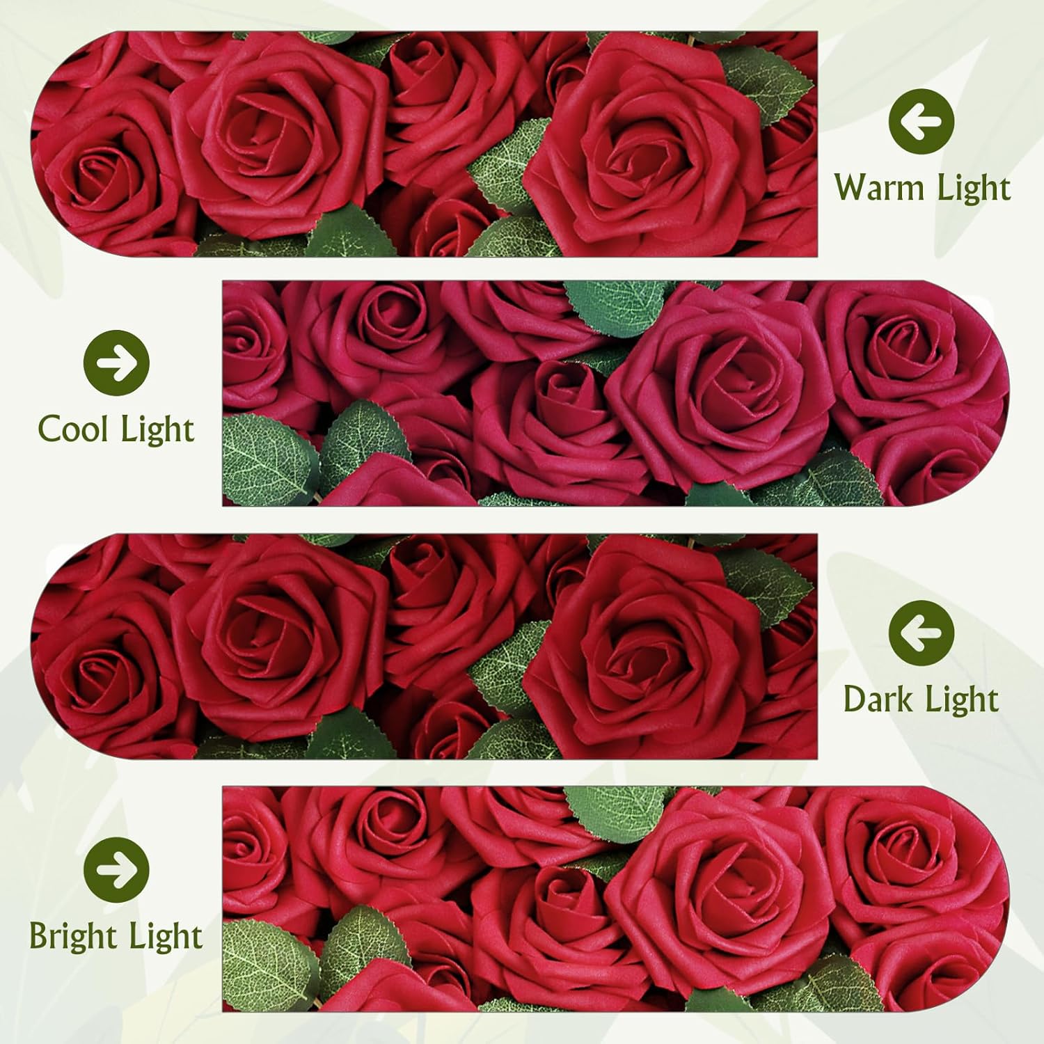 AmyHomie Artificial Flower Dark Red Rose 25pcs Real Looking Fake Roses w/Stem for DIY Wedding Bouquets Centerpieces Arrangements Party Baby Shower Home Decorations