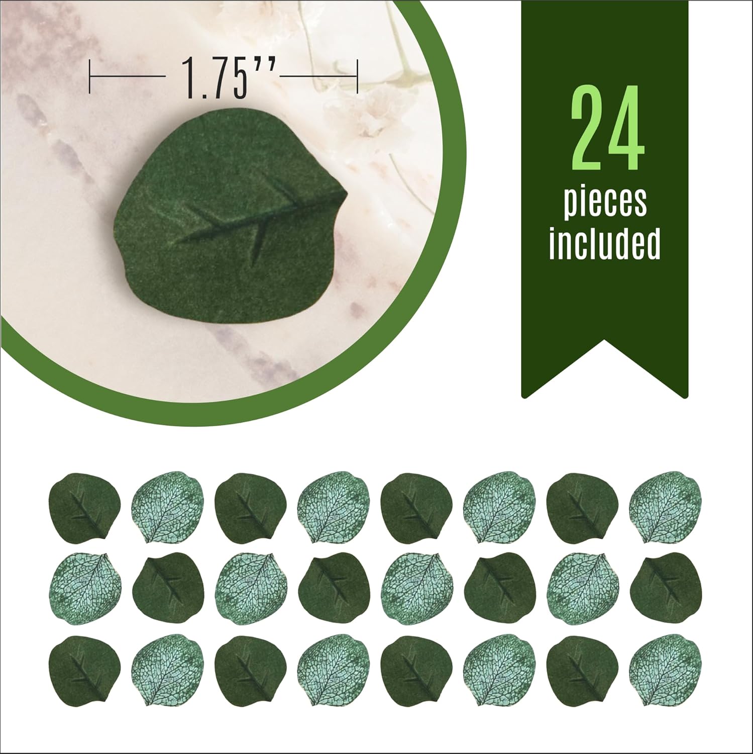 Sugar Robot - Edible Eucalyptus Leaves - Small Size - Edible leaves for cake decorating - Premium Crafted - Made in the USA Cake -Set of 24 (Eucalyptus Leaves)
