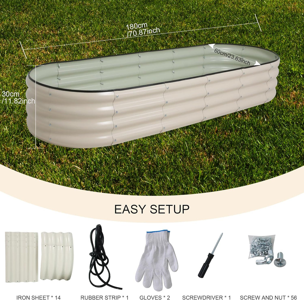 Galvanized Raised Garden Bed Kit Outdoor Metal Garden Planter Box for Backyard Gardening, Planting Vegetables, and Patio (70.8"x23.6"x11.8")
