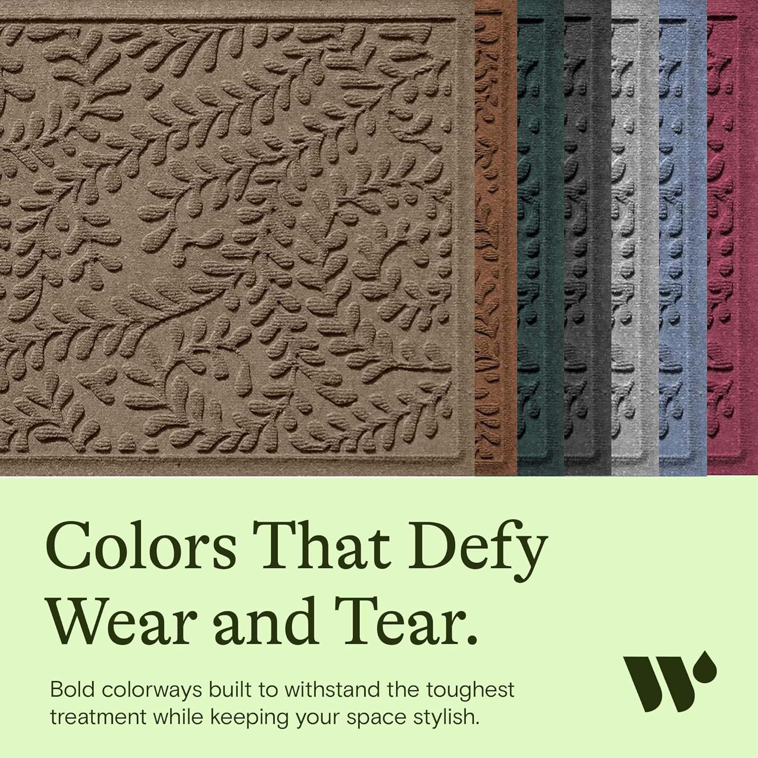 WaterHog Indoor/Outdoor Door Mat, 2' x 5', Made in USA, Durable & Skid-Resistant Front Door Rug, Decorative, Water-Trapping & Heavy-Duty Entryway Mat for Your Home, Boxwood Collection, Khaki/Camel