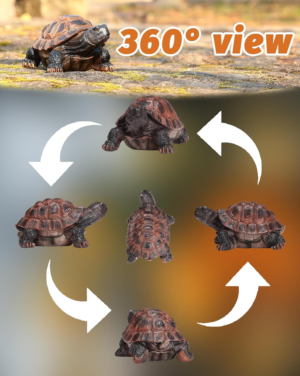 Turtle Statue, Resin Garden Sculpture Indoor/Outdoor Yard Lawn Ornament,Home Decor (Medium)