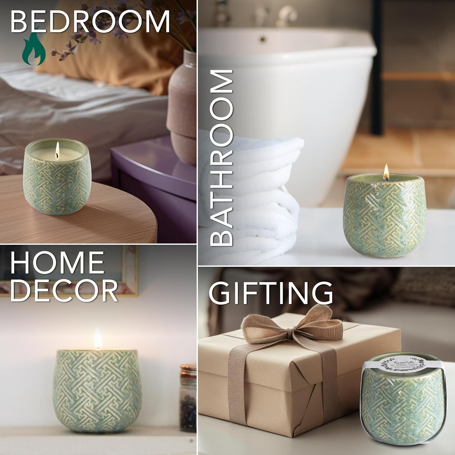 The Growing Candle, Coffee Scented, 10oz Ceramic Pot, Aromatherapy Candles, 100% Soy, Cream and Espresso Aroma for Home, Ida