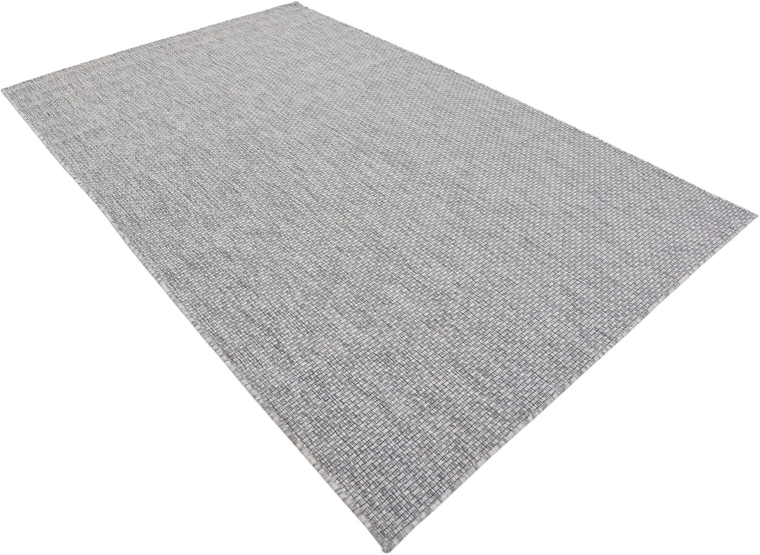 Unique Loom Collection Casual Transitional Solid Heathered Indoor/Outdoor Flatweave Area Rug (5' 3" x 8' Rectangle, Light Gray/Ivory)