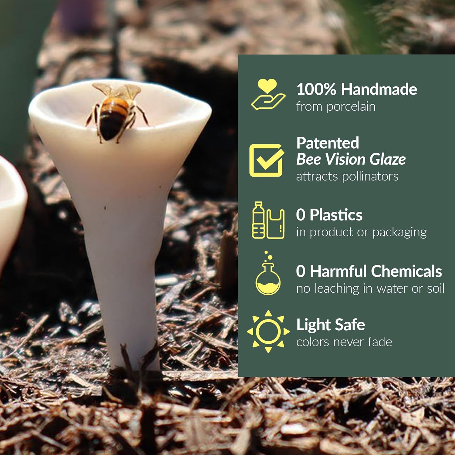 3 Pack, Bee Watering Station, Butterfly Feeder, Bee Feeder, Garden Decor, Bee Decor, Outdoor Garden Decor, Plastic Free, Handmade from Porcelain (3, Bold Variety)