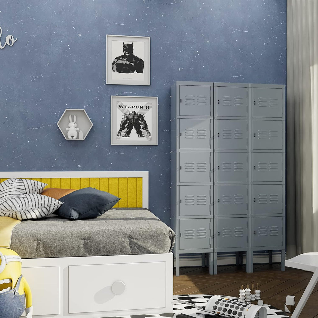 Yizosh Metal Locker with 5 Doors, Tall Steel Storage Lockers for Employees - 5 Tier Locker Storage Cabinets for School, Gym, Home, Office, Garage