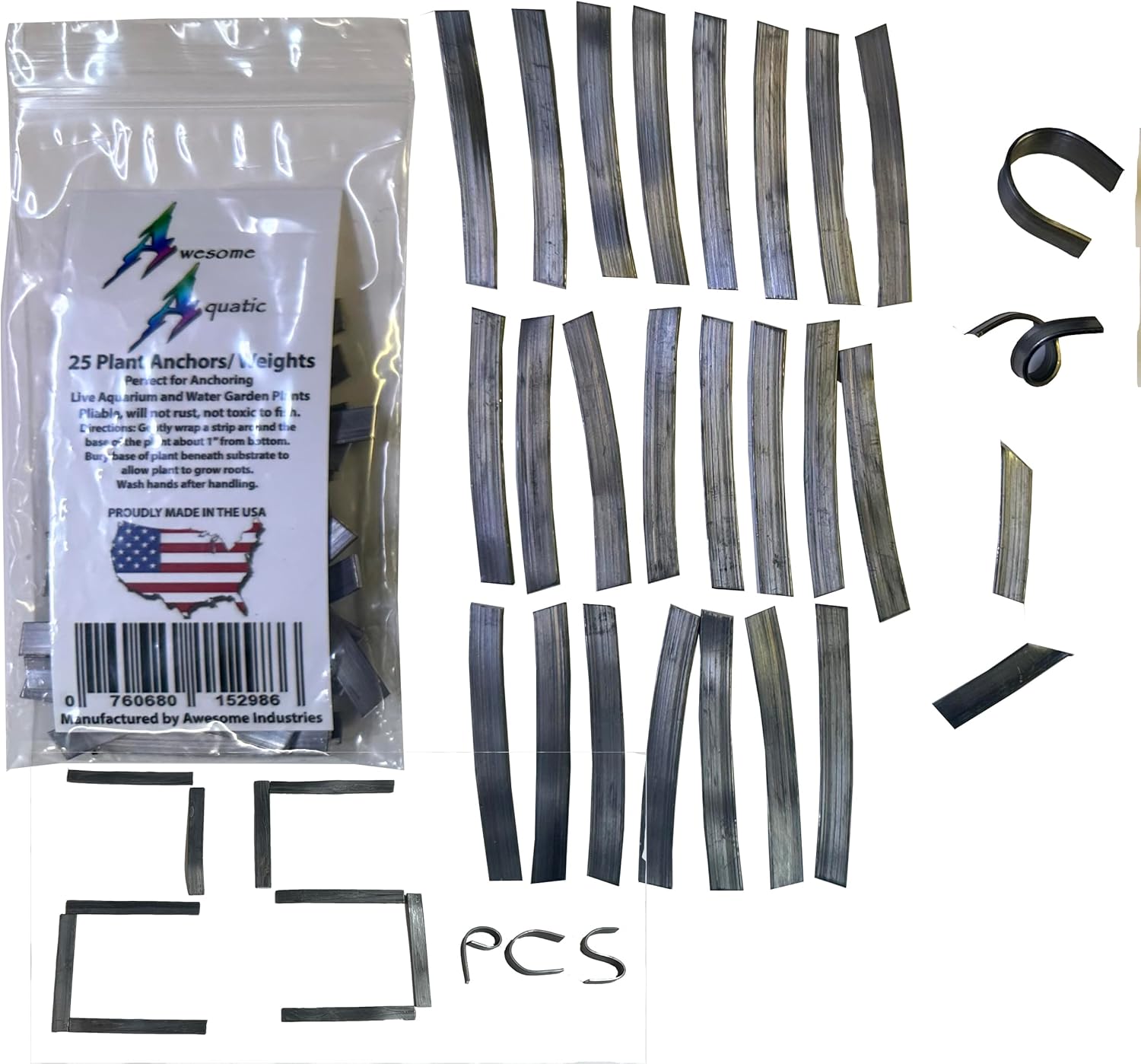 Awesome Aquatic Plant Anchors/Weights 25 pk Strip Lead Ribbon Live Plants Weight Anchor (25 Pack Strips)