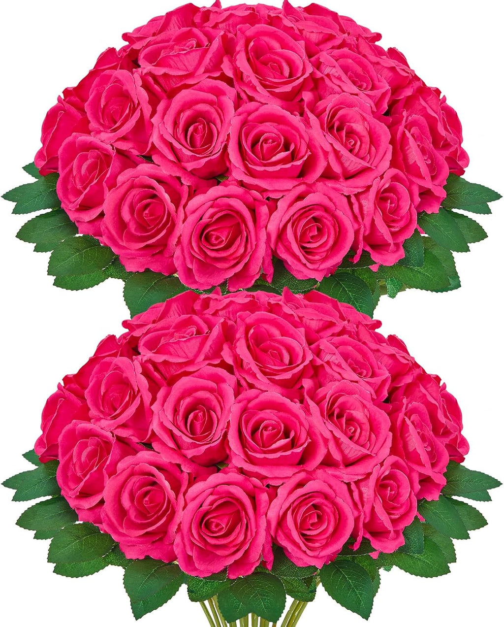 Serwalin 30pcs Artificial Silk Roses Flowers, Hot Pink Artificial Roses with Long Stems Bulk Realistic Fake Roses Flowers for DIY Wedding Bouquet Centerpieces Party Home Table Decor