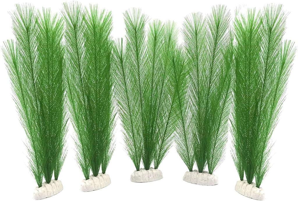 BEGONDIS Aquarium Decorations 5Pcs Fish Tank Artificial Green Water Plants Made of Silk Fabrics Plastic