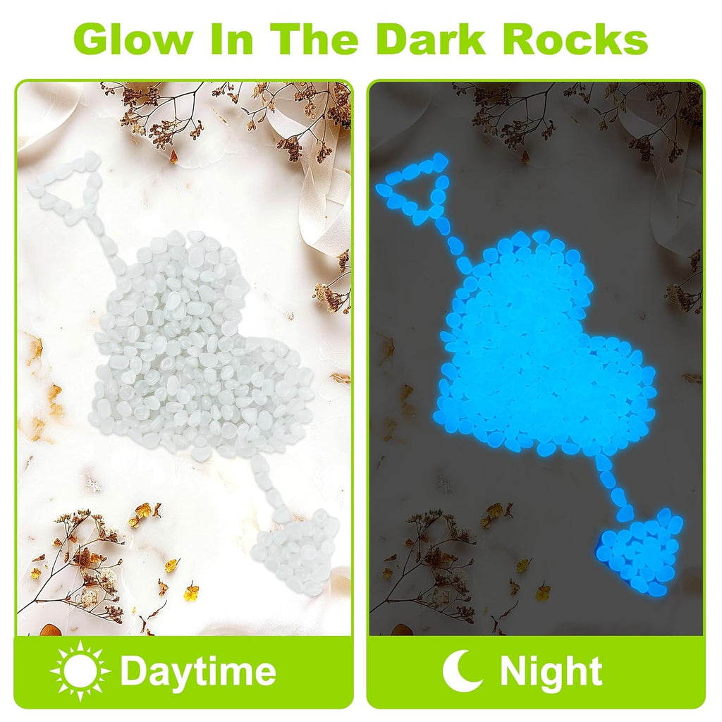 500pc White Glow in The Dark Stones Glowing Rocks Luminous Pebbles for Outdoor Decor Luminous Stones White Glow Stones for Yard Fish Tank Walkway Pathway Aquarium Garden,White