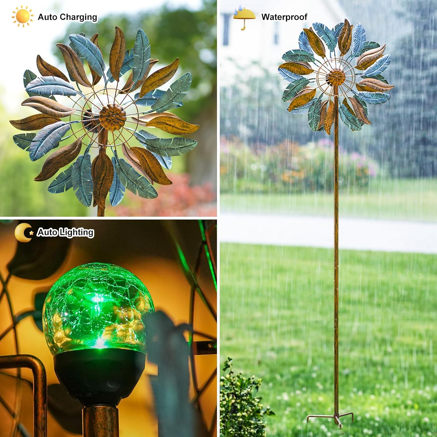 Solar Wind Spinners 87 Inch Extra Large Metal for Yard, Garden Decor Yard Art Windmills for Outdoor