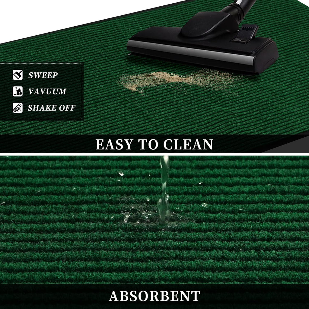 Profile Rubber Door Mat, 60x35inch, Heavy Duty, Entrance Doormat, Indoor and Outdoor, Waterproof, Easy Clean Shoe Scraper, Home Rug Welcome Mats for Entryway, Patio, Porch, Green