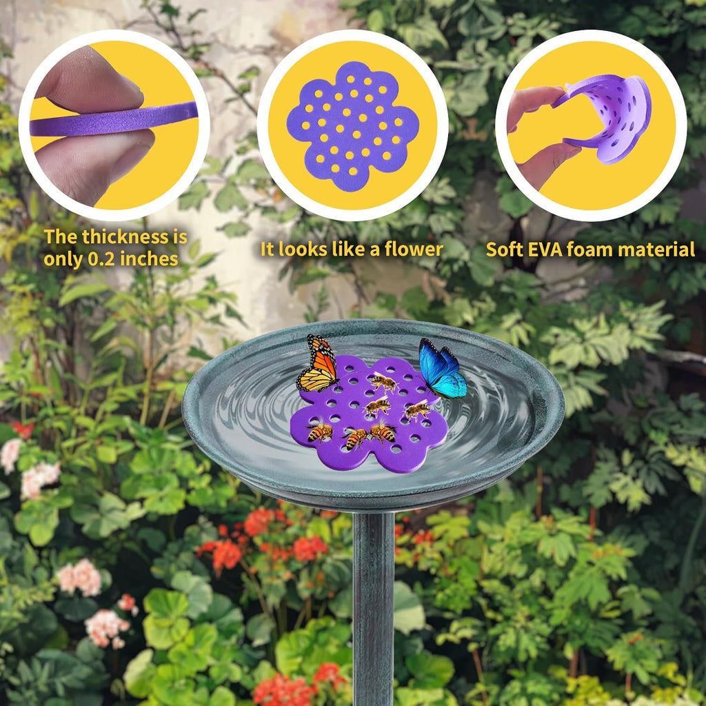 Bee Watering Station 8 Pcs for Garden, Butterfly Feeder with Bee Water, 4 Colors (Yellow/Green/Purple/Blue), 3X Faster Attraction Petal Texture, Zero-Drowning EVA Foam Hive Landing Safe