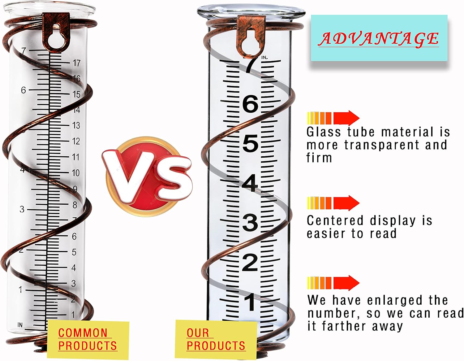 JMBay rain Gauge Replacement Tube Glass, 7 inch Glass rain Gauge Replacement Tube with Lip, rain Gauge Tube Outdoor for Yard Garden, with Clean Tube Brush, Best Rated,2 Packs