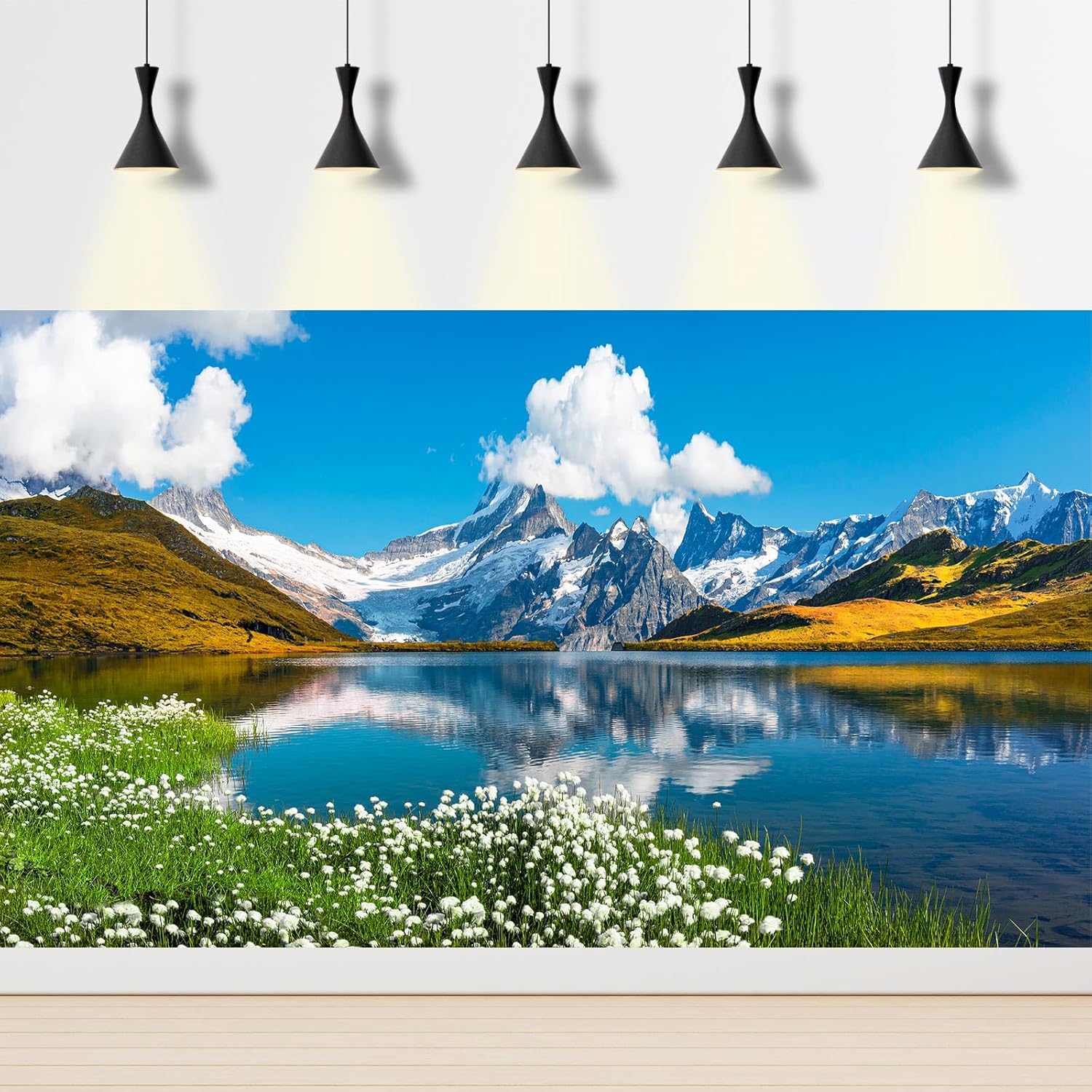 Mountains Lake Aquarium Background Bernese range View Fish Tank Background Switzerland Alps Grindelwald Valley Lake Terrarium Background Fantastic Natural Landscape Aquarium Fish Tank Decors 36x24in