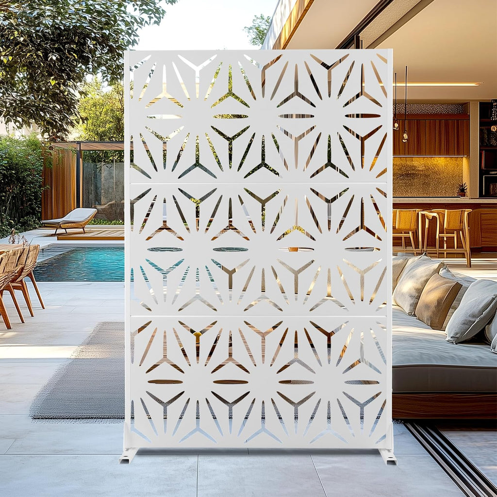 Outdoor Privacy Screen,72" H×47" W Metal Privacy Screen, Freestanding Privacy Fence Panels for Patio