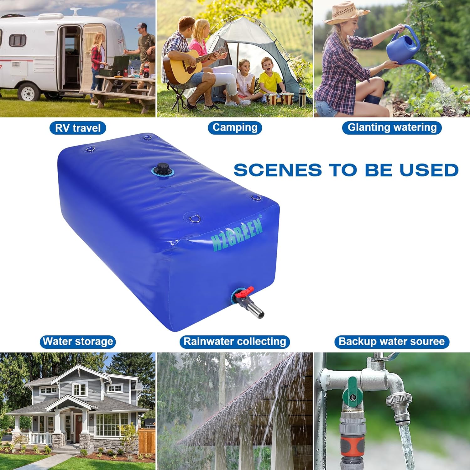 Water Bladder 400L/100G Water Tank Storage Container Foldable Portable Large Capacity Soft Bag Suitable for Outdoor Easy to Carry Out