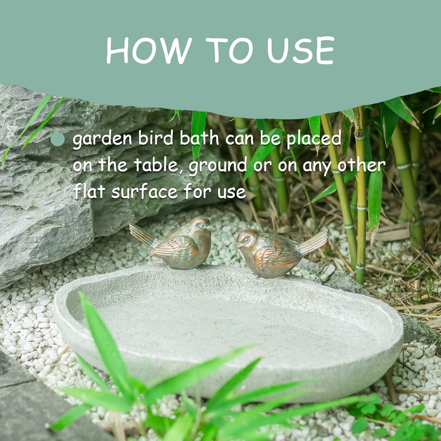 MUMTOP Bird Baths for Outdoors, Outdoor Garden Bird Bath Resin Birdbath Bowl with Vintage Bird Ornament for Outside Yard Table Decor