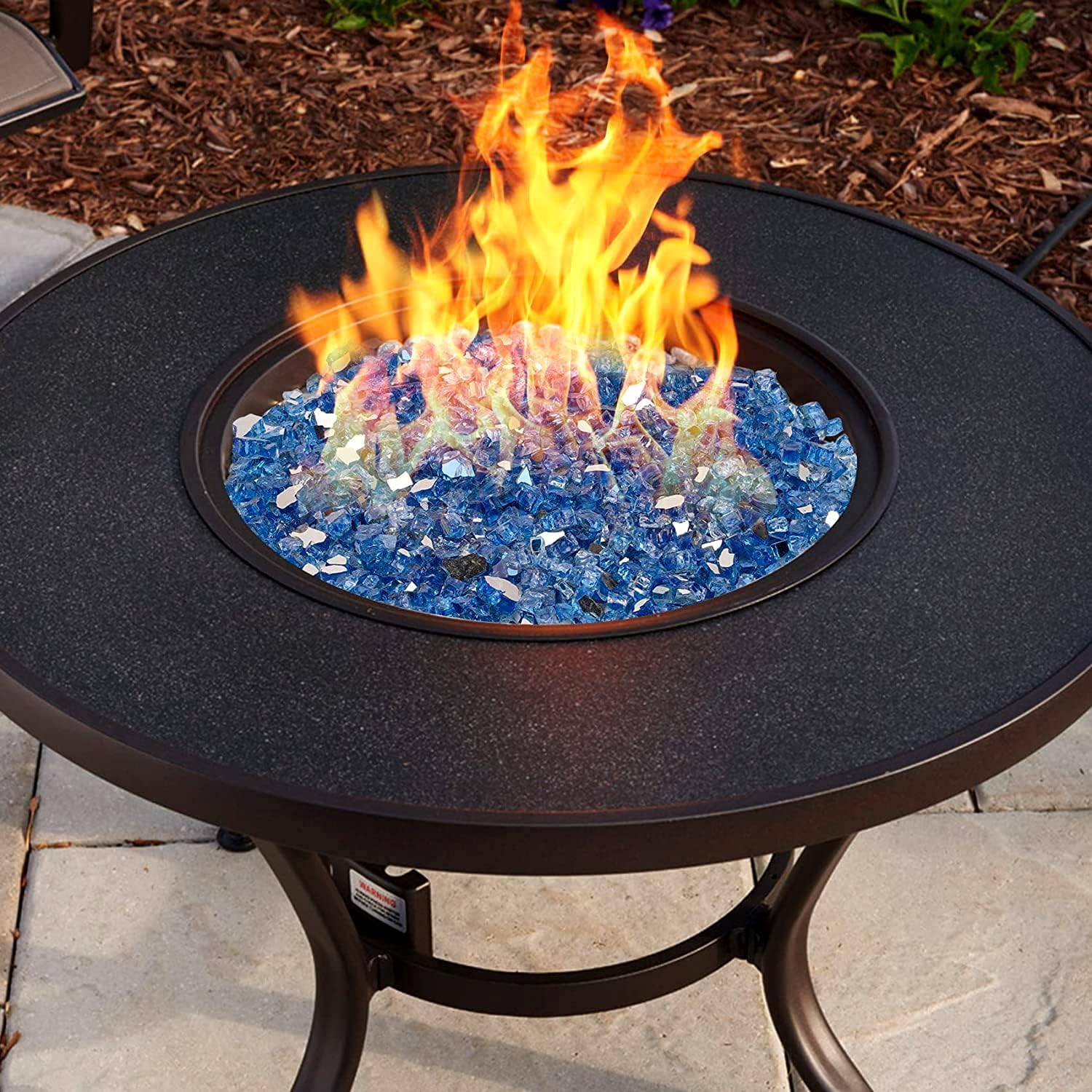 Mr. Fireglass 10 Pounds Fire Glass - 1/4 Inch High Luster Reflective Tempered Glass Rocks for Fireplace Fire Pit Table and Landscaping, Pacific Blue