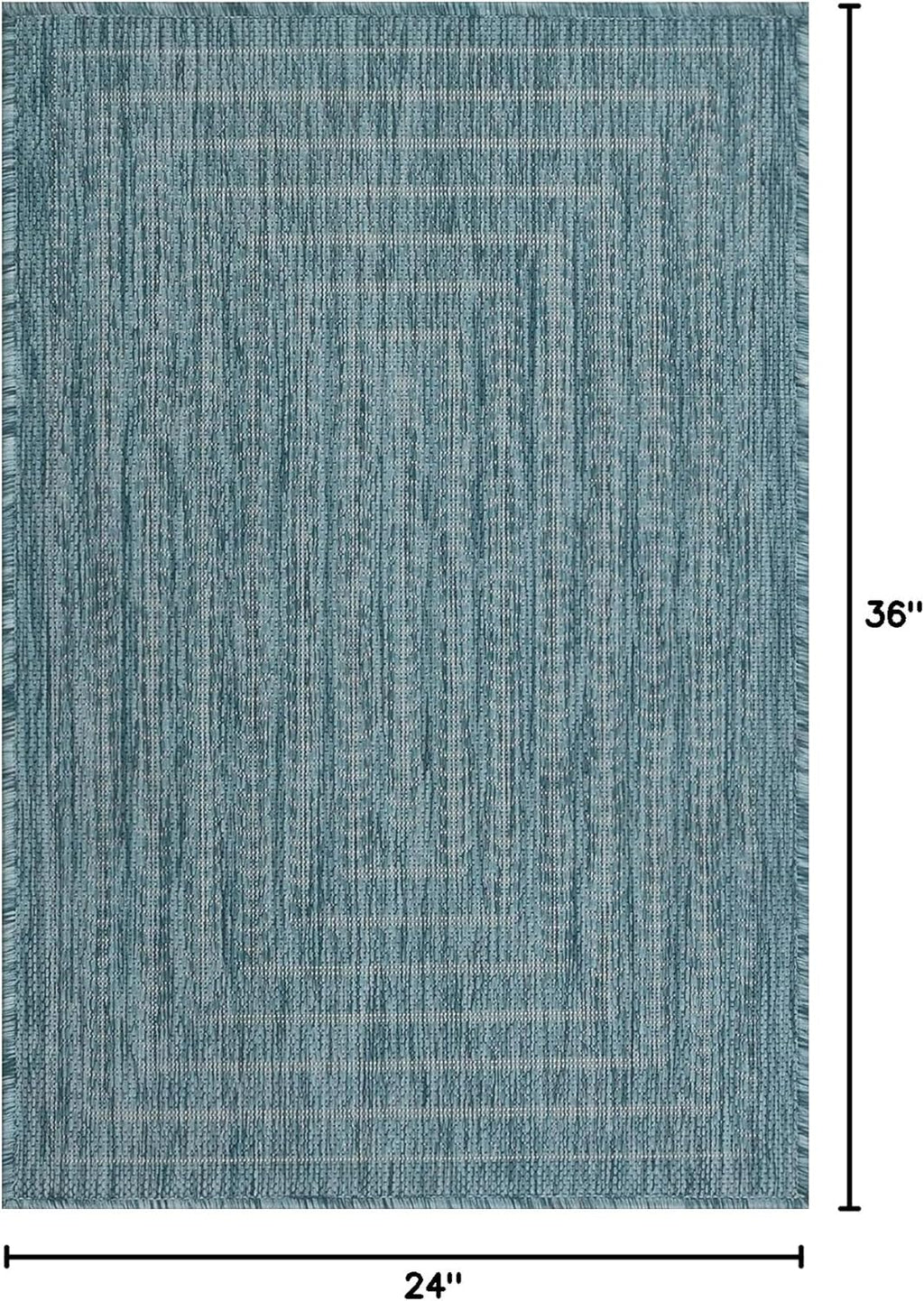 Adiva Rugs Outdoor Indoor Area Rug, Weather Resistant, Easy to Clean, Stain Resistant Floor Mat for Dining Room, Backyard, Deck, Patio (Aqua Weiss, 2' x 3')