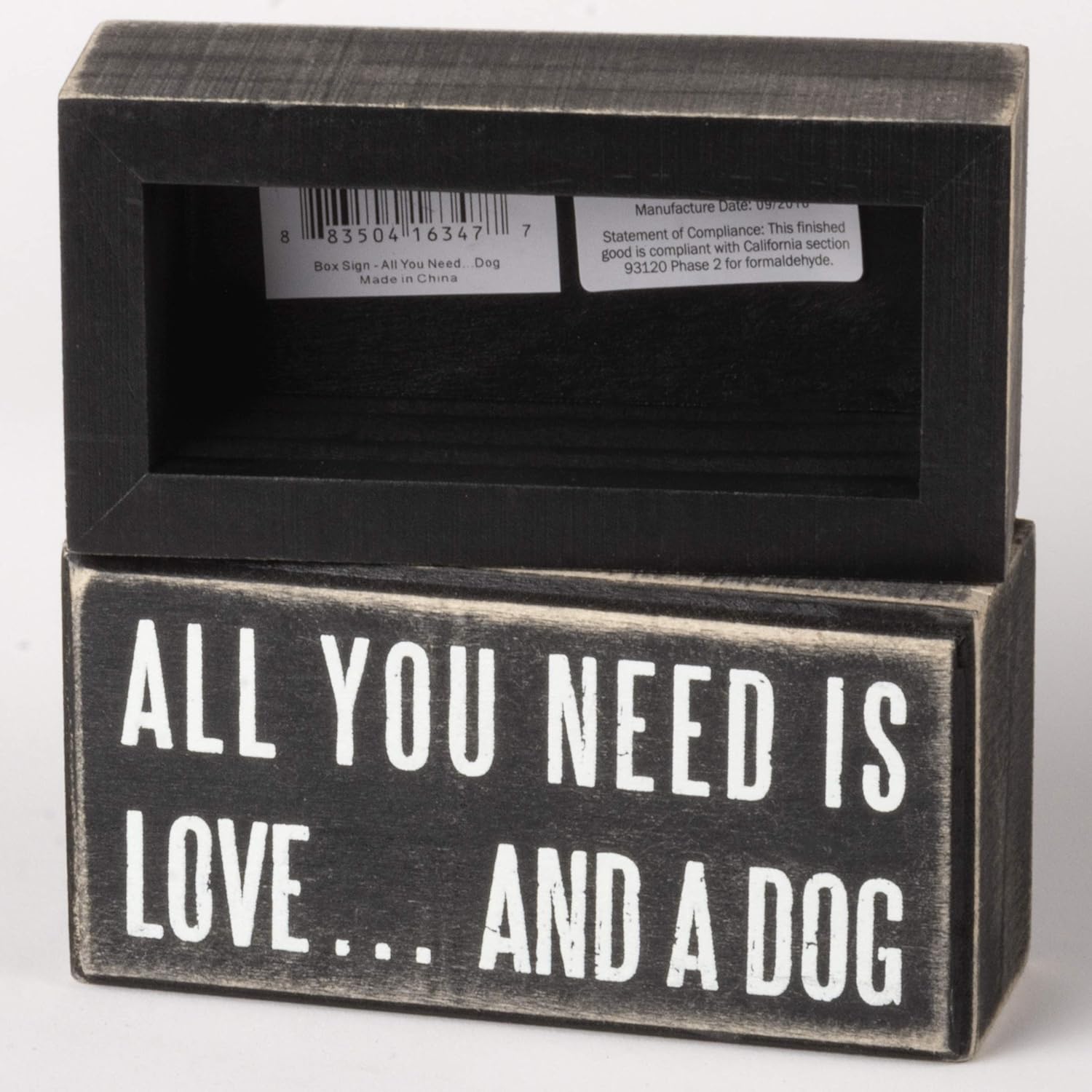 Primitives by Kathy Rustic Wooden Decor Sign - 'All you need is love...and dog' - Office/Farmhouse Decor, Dog Lovers Gift, 5"