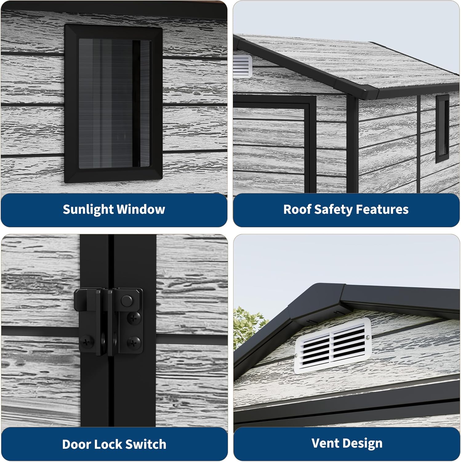 All-Weather Plastic Shed with Window, Outdoor Resin Garden Shed with Lockable Door and Vents, Outdoor Resin Storage Sheds for Backyard, Patio, Lawn, Tool, Bike