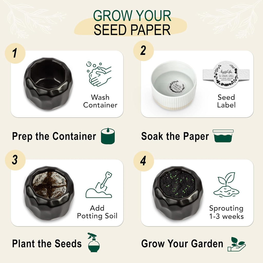 The Growing Candle, Sandalwood & Vanilla Scented, 13oz Ceramic Pot, Aromatherapy Candles for Home, 100% Soy, Emma