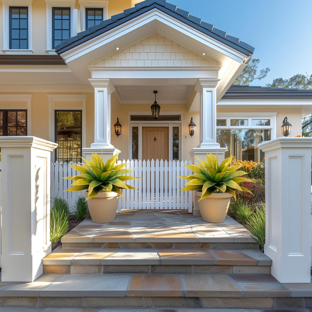 Artificial Plants Outdoor Faux Plant,Artificial Agave Faux Hostas Outdoor Uv Resistant Artificial Plants Indoor Fake Plant Artificial Agave Plant Indoor(2pcs, 28") Yellow