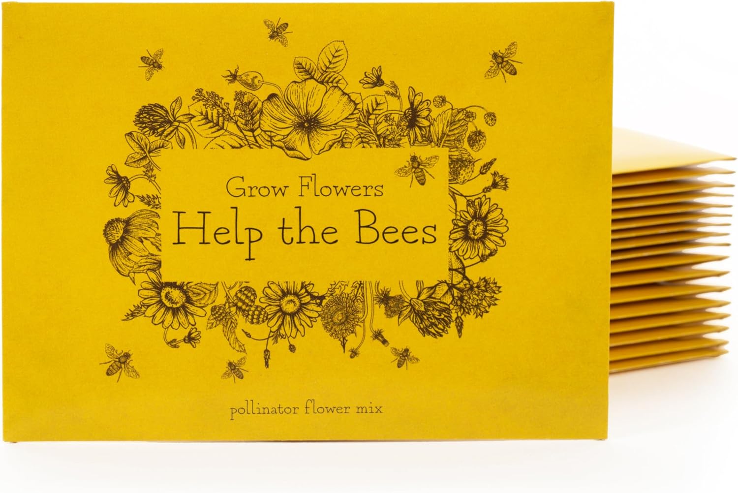 Bentley Wildflower Pollinator Mix, 25 Non-GMO Packets for Garden Planting, Non-Coated Flower Seeds to Grow Plants and Help Bees, Beautiful Gift