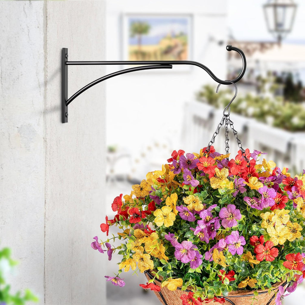 Outdoor Plant Hanging Hooks for Wall: 11 Inch Black Metal Bracket for Hanging Baskets, Bird Feeders, Wind Chimes, Flower Baskets, Yoga Mat, Lanterns. 1 Pack