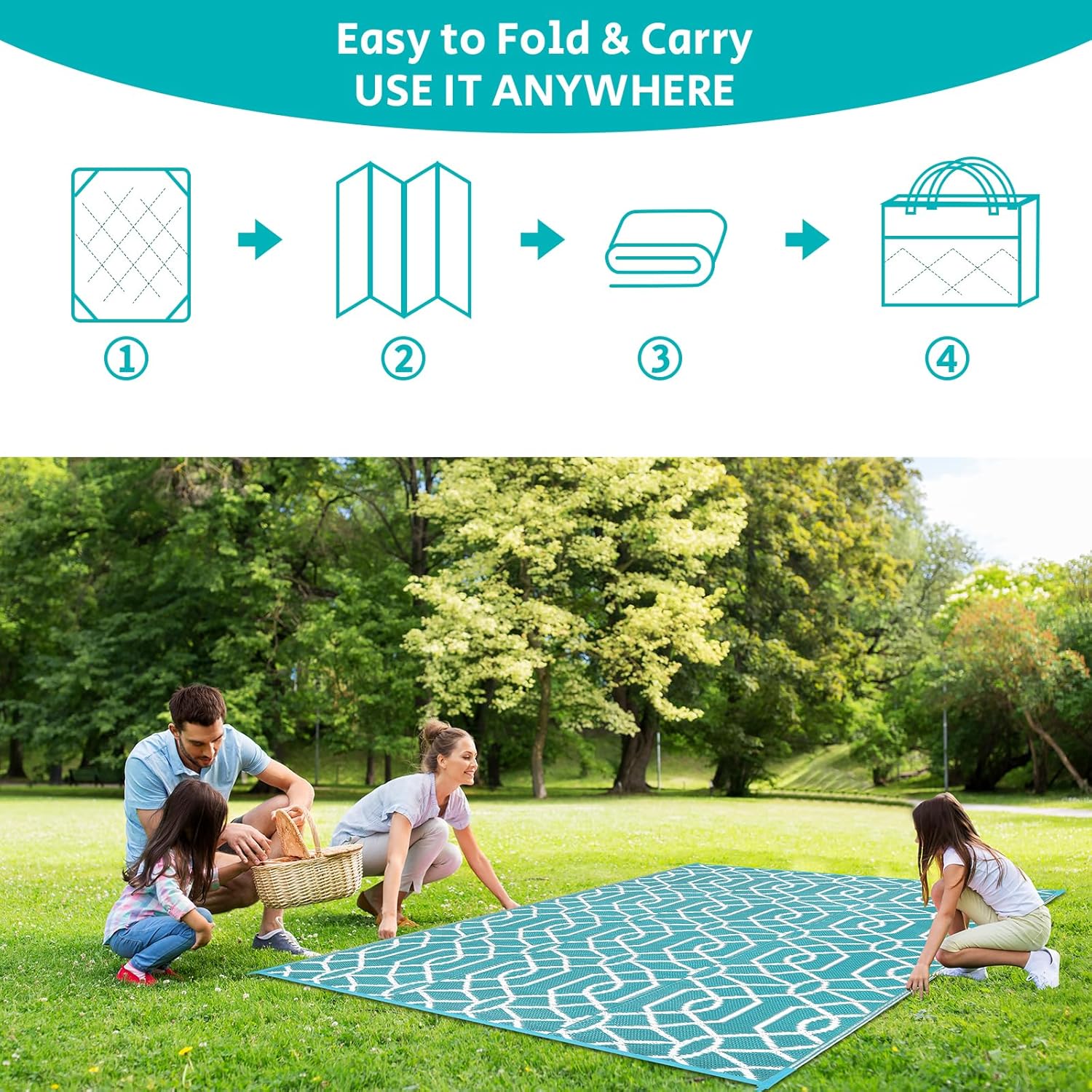 HEBE Outdoor Rug Waterproof 9x12, Reversible Plastic Straw Rug RV Camping Rug, Indoor Outdoor Patio Mat Clearance, Outside Carpet for Porch,Deck,Camper,Balcony,Backyard,Picnic