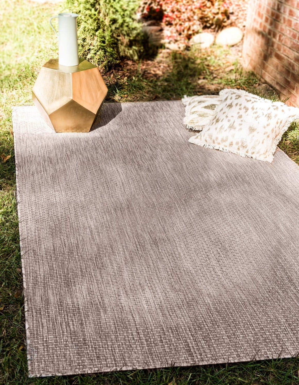 Unique Loom Collection Casual Transitional Solid Heathered Indoor/Outdoor Flatweave Area Rug (7' 10" x 11' 4" Rectangle, Beige/Ivory)