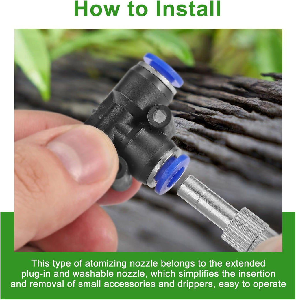 Mornajina 30 Pcs Brass Misting Nozzles Mister Replacement Nozzles with Filter Mesh Fit 1/4" Water Misting Nozzle Tees, 0.012"/0.3mm Orifice Misting System Heads Sprayer for Outdoor Cooling System