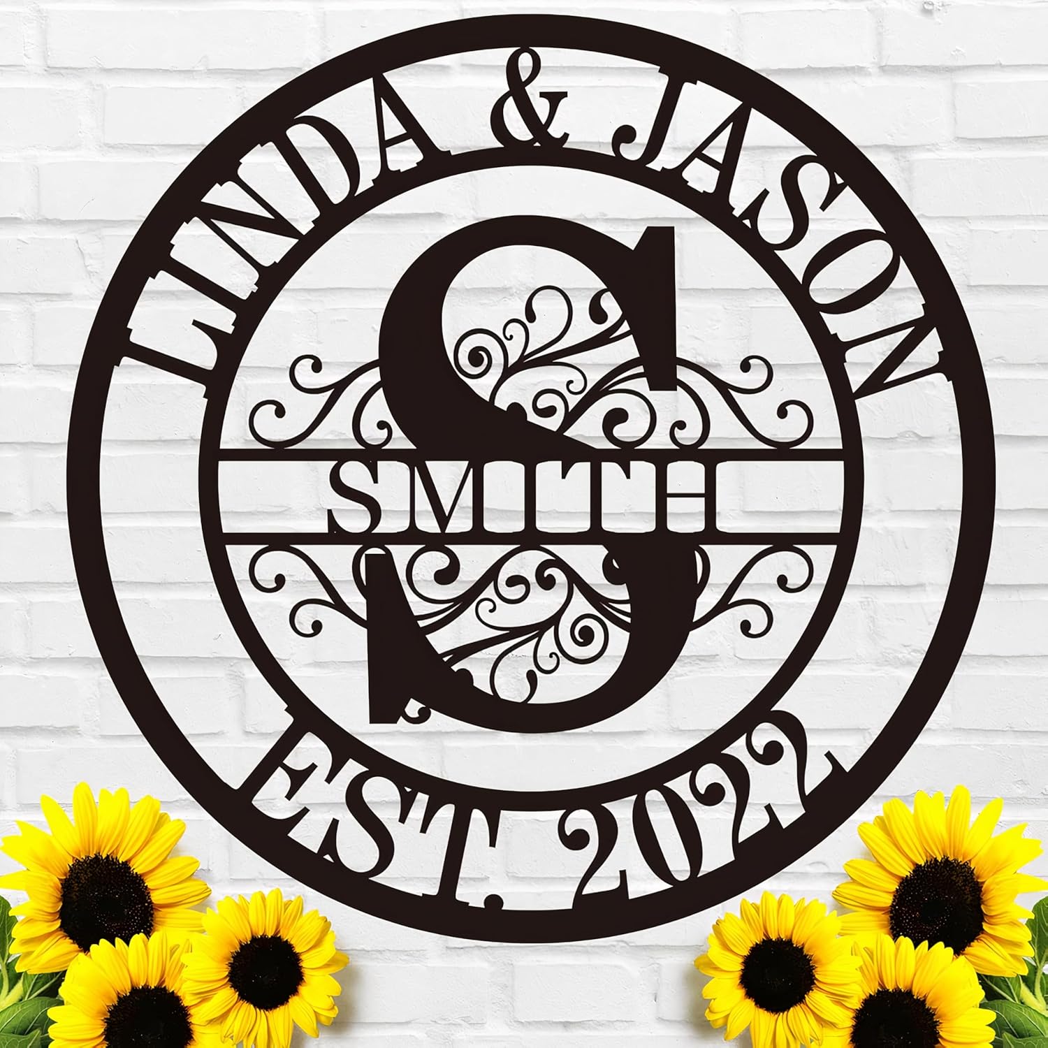 Personalized Metal Name Signs, Split Letter Monogram Wall Decor, Custom Last Name Sign, Family Name Sign for Outdoor, Personalized Wedding Gift, Garden Decor, Metal Wall Art, Housewarming Gift (MonogramDesign_8)