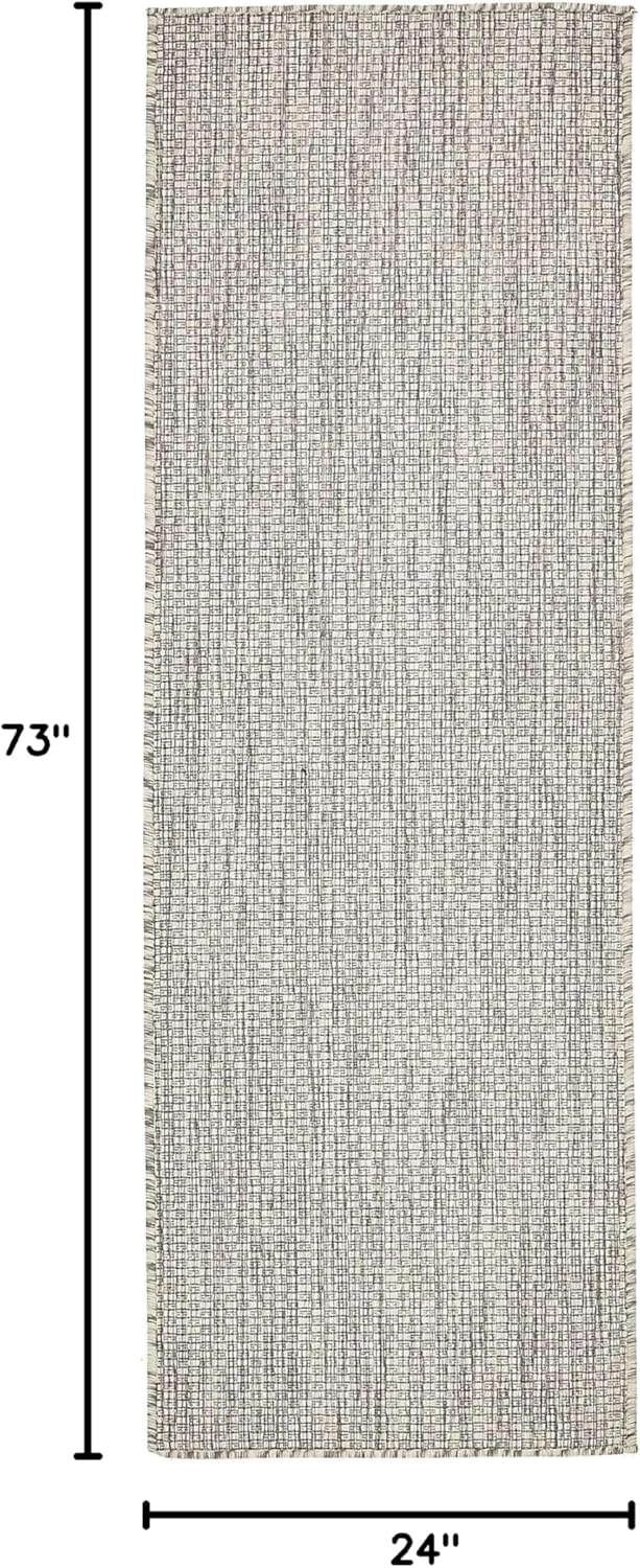 Unique Loom Collection Casual Transitional Solid Heathered Indoor/Outdoor Flatweave Area Rug (2' x 6' 1" Runner, Light Gray/Ivory)