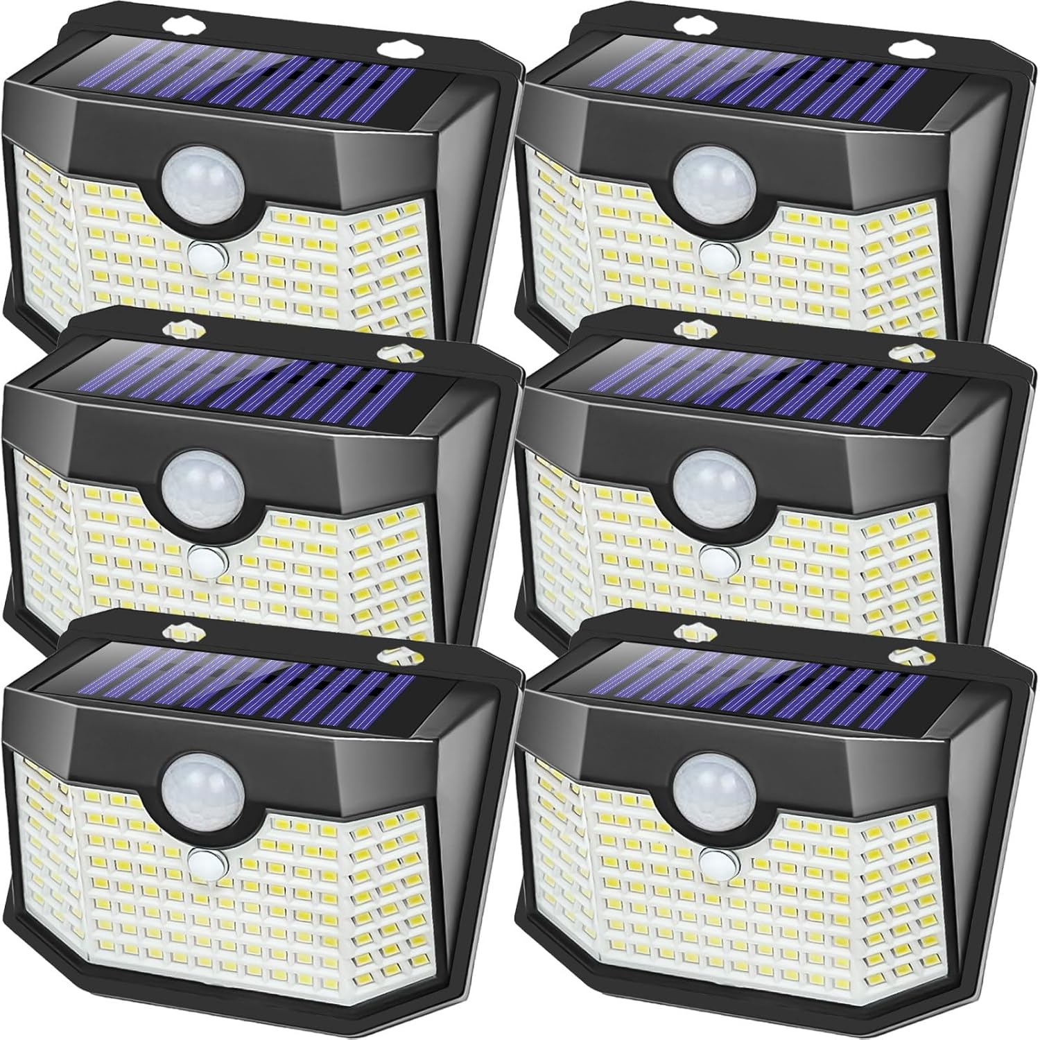 Aootek 6 Pack Solar Motion Sensor Outdoor Lights, Modern Black Oval Wall Lights with 3 Lighting Modes, Waterproof for Garden, Patio, Garage, Yard, Deck