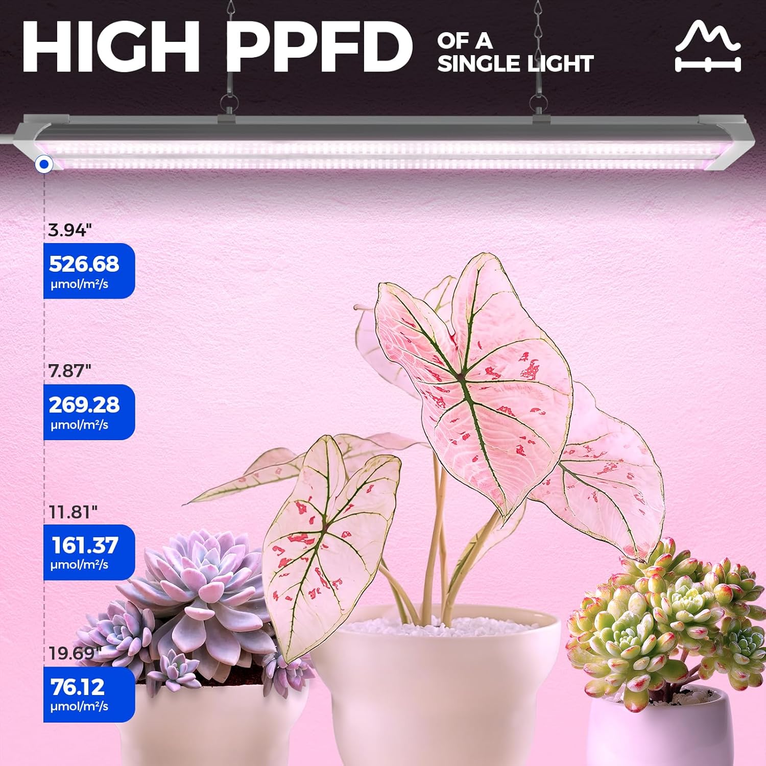 Barrina TX36 2FT LED Grow Light, 36W(200W Equivalent), High PPFD, Full Spectrum, Hanging Plant Lights for Indoor Growing, Grow Lights for Seed Starting, Vegetables with On/Off Switch, Linkable, 1 Pack